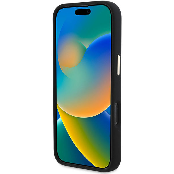 Guess - Silicone Script Metal Logo & Frame (GUHCP16LSMBSLK) - iPhone 16 Pro - Black