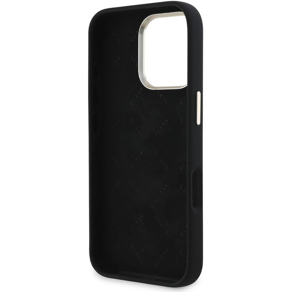 Guess - Silicone Script Metal Logo & Frame (GUHCP16LSMBSLK) - iPhone 16 Pro - Black