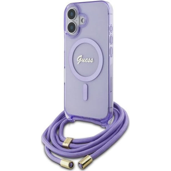 Guess - IML Crossbody Cord Script MagSafe (GUHMP16SHCTSGNSU) - iPhone 16 - Purple