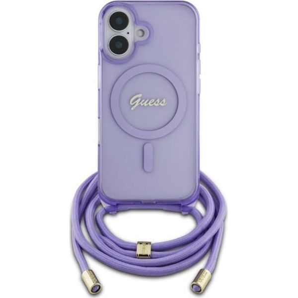 Guess - IML Crossbody Cord Script MagSafe (GUHMP16SHCTSGNSU) - iPhone 16 - Purple