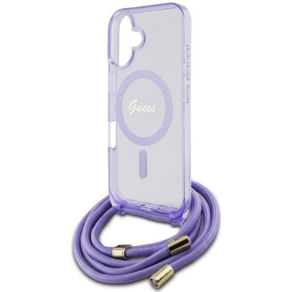 Guess - IML Crossbody Cord Script MagSafe (GUHMP16SHCTSGNSU) - iPhone 16 - Purple