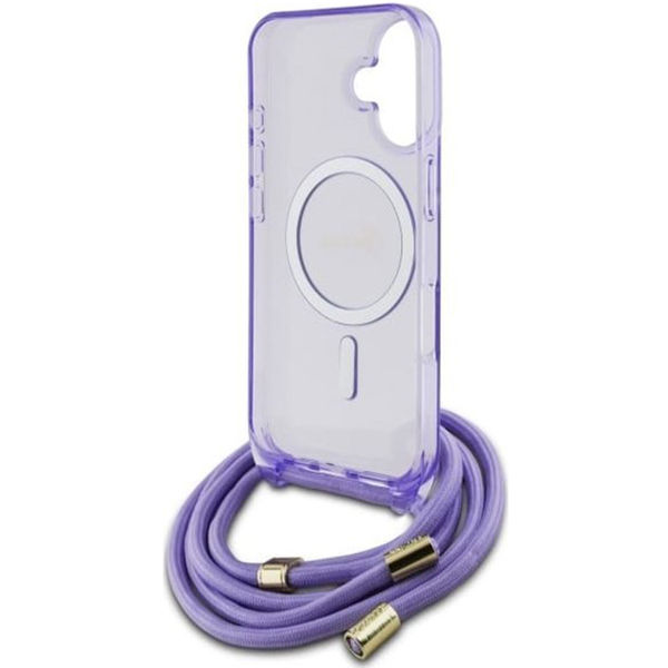 Guess - IML Crossbody Cord Script MagSafe (GUHMP16SHCTSGNSU) - iPhone 16 - Purple
