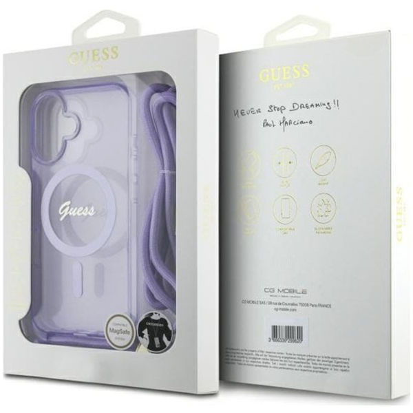 Guess - IML Crossbody Cord Script MagSafe (GUHMP16SHCTSGNSU) - iPhone 16 - Purple
