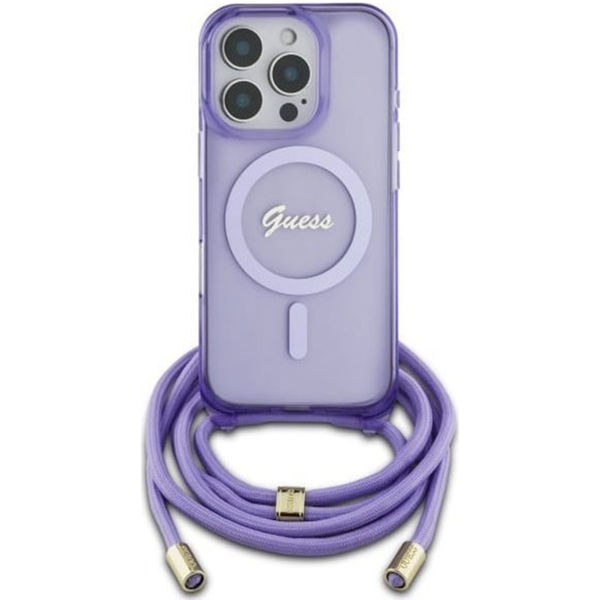 Guess - IML Crossbody Cord Script MagSafe (GUHMP16LHCTSGNSU) - iPhone 16 Pro - Purple
