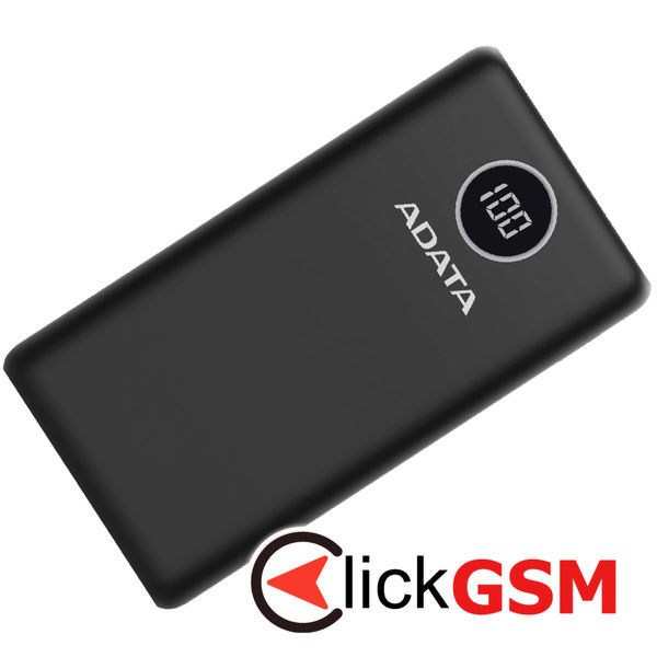 Adata - Power Bank (AP20000QCD-DGT-CBK) - Micro-USB, USB-C, 2xUSB, Quick Charge 3.0, PD18W, 20000mAh, Digital Display - Black