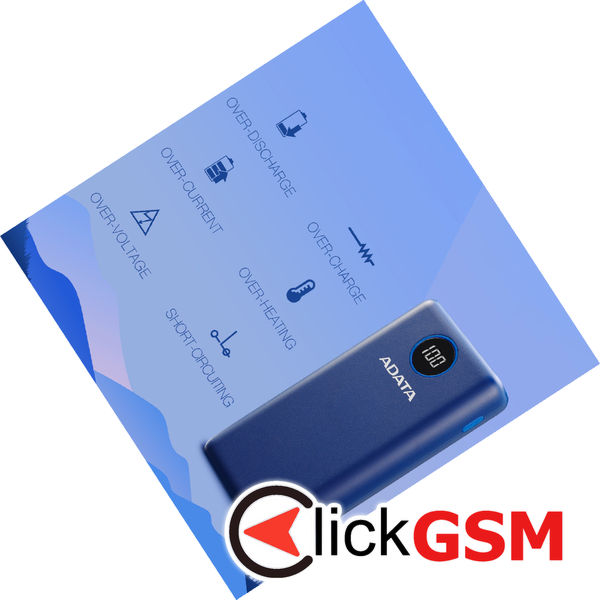 Adata - Power Bank (AP20000QCD-DGT-CBK) - Micro-USB, USB-C, 2xUSB, Quick Charge 3.0, PD18W, 20000mAh, Digital Display - Black