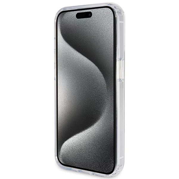 Guess - Ring Stand Script Glitter MagSafe (GUHMP15LHRSGSD) - iPhone 15 Pro - Clear