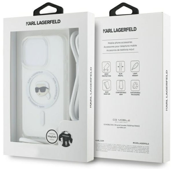 Karl Lagerfeld - IML Crossbody MagSafe (KLHMP16LHCKHNT) - iPhone 16 Pro - Transparent Karl Head