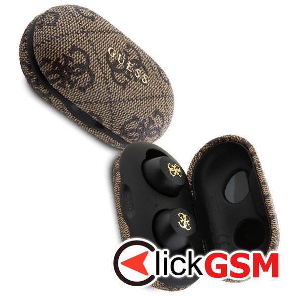 Guess - Wireless Earbuds 4G Metal (GUTWSP4EGW) - with Docking Station, Bluetooth 5.3, TWS, ENC, IPX5, 300mAh - Brown
