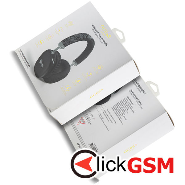 Guess - Wireless Headphones GCUBE Metallic Script Logo (GUBHK1GCTCSK) - Over-ear Headset, Bluetooth 5.3, 400mAh - Black