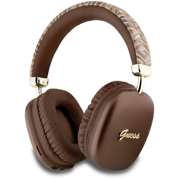 Guess - Wireless Headphones GCUBE Metallic Script Logo (GUBHK1GCTCSW) - Over-ear Headset, Bluetooth 5.3, 400mAh - Brown
