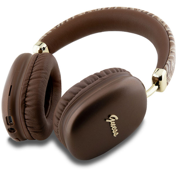 Guess - Wireless Headphones GCUBE Metallic Script Logo (GUBHK1GCTCSW) - Over-ear Headset, Bluetooth 5.3, 400mAh - Brown