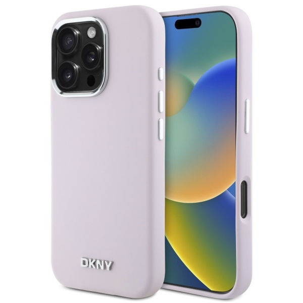 DKNY - Hardcase Liquid Silicone Small Metal Logo MagSafe (DKHMP16XSMCHLP) - iPhone 16 Pro Max - Pink