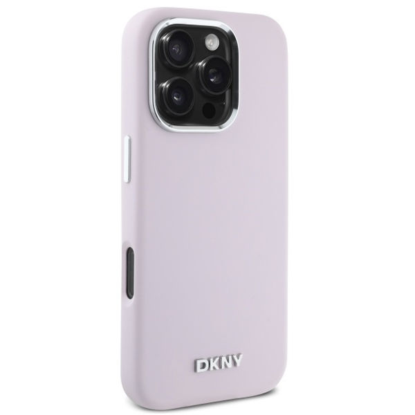 DKNY - Hardcase Liquid Silicone Small Metal Logo MagSafe (DKHMP16XSMCHLP) - iPhone 16 Pro Max - Pink