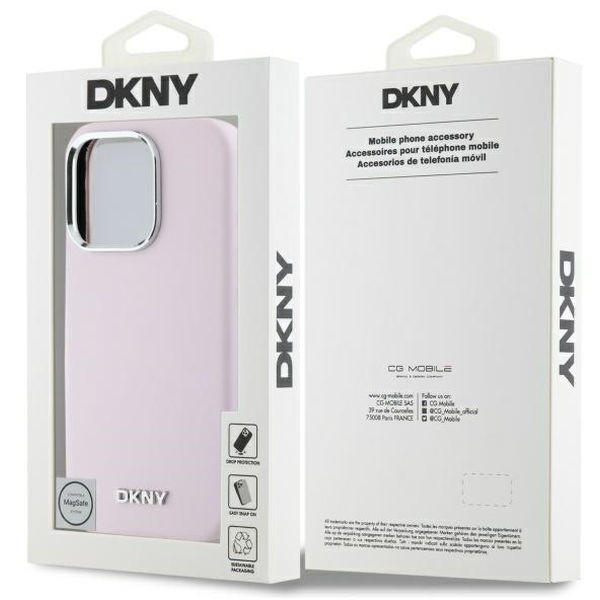 DKNY - Hardcase Liquid Silicone Small Metal Logo MagSafe (DKHMP16XSMCHLP) - iPhone 16 Pro Max - Pink