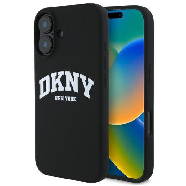 DKNY - Hardcase Silicone White Printed Logo MagSafe (DKHMP16SSNYACH) - iPhone 16 - Black