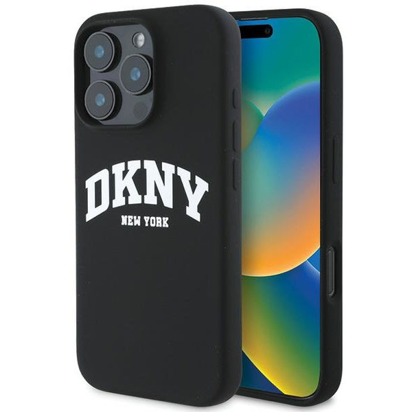 DKNY - Hardcase Silicone White Printed Logo MagSafe (DKHMP16XSNYACH) - iPhone 16 Pro Max - Black