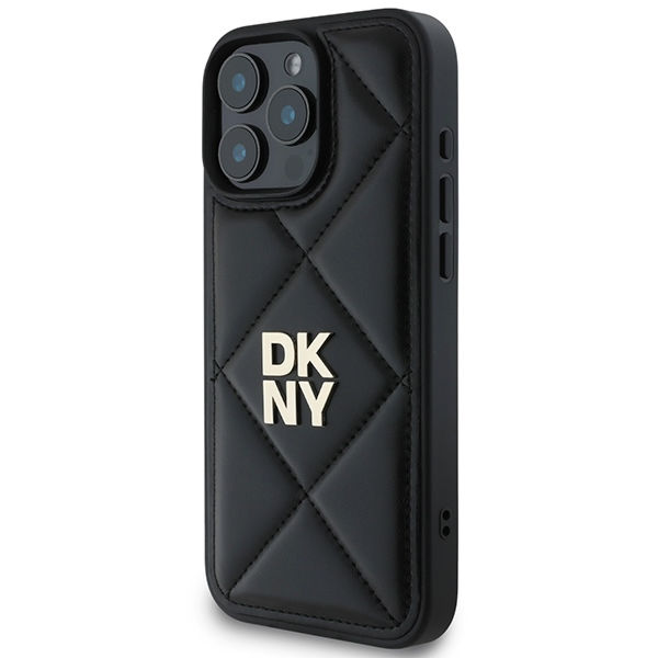 DKNY - Leather Quilted Stack Logo (DKHCP16XPQDSLK) - iPhone 16 Pro Max - Black