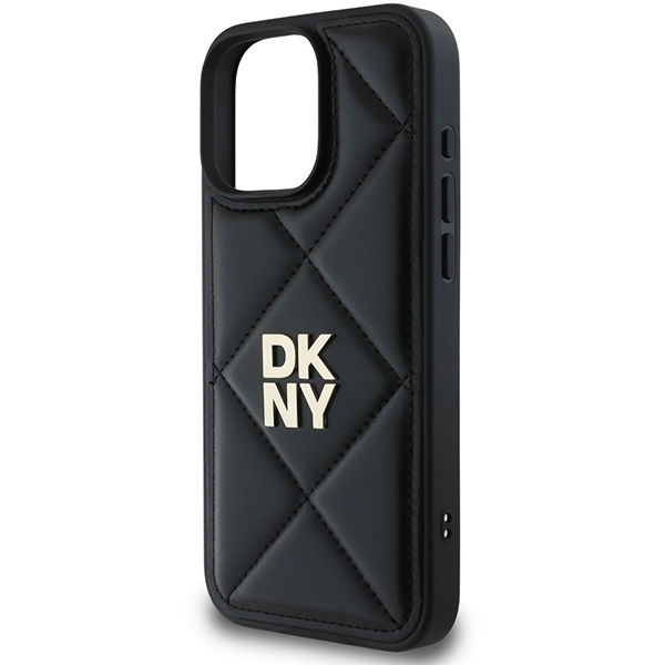 DKNY - Leather Quilted Stack Logo (DKHCP16XPQDSLK) - iPhone 16 Pro Max - Black