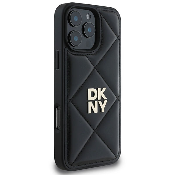 DKNY - Leather Quilted Stack Logo (DKHCP16XPQDSLK) - iPhone 16 Pro Max - Black