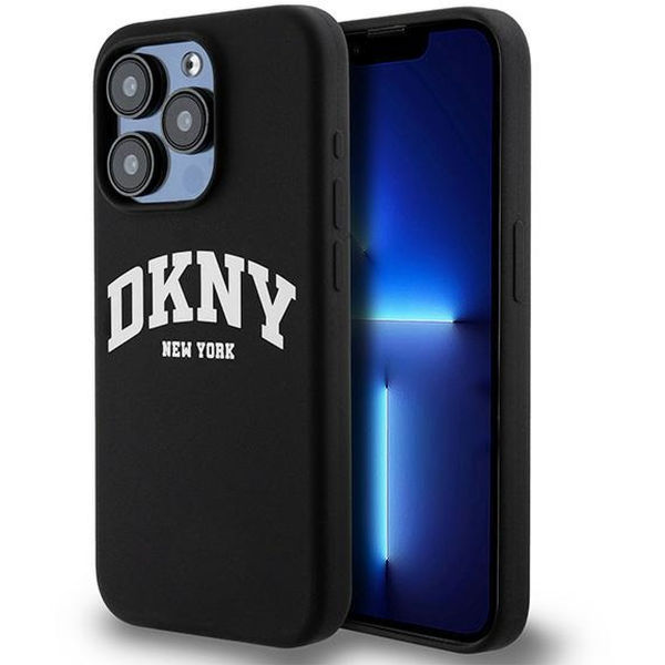 DKNY - Hardcase Liquid Silicone White Printed Logo MagSafe (DKHMP15LSNYACH) - iPhone 15 Pro - Black