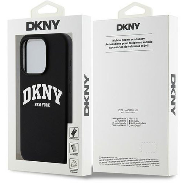 DKNY - Hardcase Liquid Silicone White Printed Logo MagSafe (DKHMP15LSNYACH) - iPhone 15 Pro - Black
