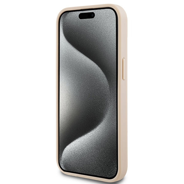 DKNY - Leather Mono Stripe & Metal Logo (DKHCP15MPRTHSLP) - iPhone 15 Plus - Pink