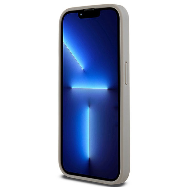 DKNY - Leather Mono Stripe & Metal Logo (DKHCP15XPRTHSLE) - iPhone 15 Pro Max - Beige