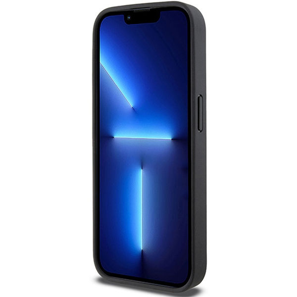 DKNY - Leather Checkered Mono Pattern & Printed Stripes (DKHCP15XPCPTSSK) - iPhone 15 Pro Max - Black