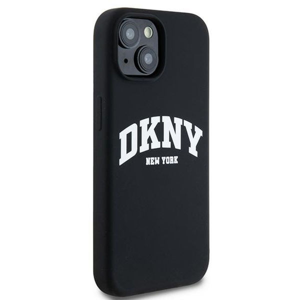 DKNY - Hardcase Liquid Silicone White Printed Logo MagSafe (DKHMP15MSNYACH) - iPhone 15 Plus - Black