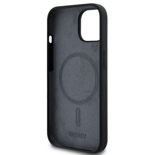 DKNY - Hardcase Liquid Silicone White Printed Logo MagSafe (DKHMP15MSNYACH) - iPhone 15 Plus - Black