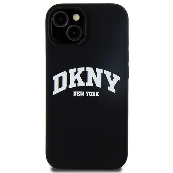 DKNY - Hardcase Liquid Silicone White Printed Logo MagSafe (DKHMP15MSNYACH) - iPhone 15 Plus - Black