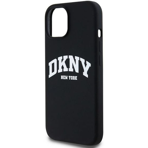 DKNY - Hardcase Liquid Silicone White Printed Logo MagSafe (DKHMP15MSNYACH) - iPhone 15 Plus - Black