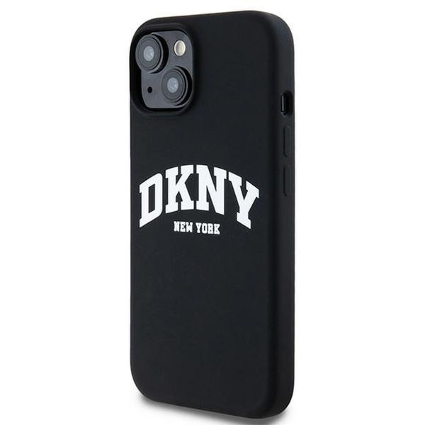 DKNY - Hardcase Liquid Silicone White Printed Logo MagSafe (DKHMP15MSNYACH) - iPhone 15 Plus - Black