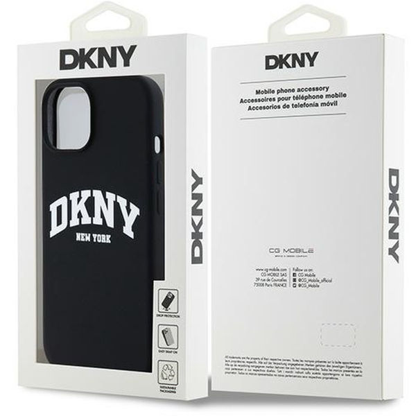 DKNY - Hardcase Liquid Silicone White Printed Logo MagSafe (DKHMP15MSNYACH) - iPhone 15 Plus - Black