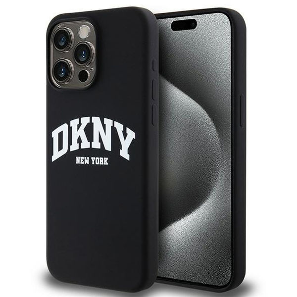 DKNY - Hardcase Liquid Silicone White Printed Logo MagSafe (DKHMP15XSNYACH) - iPhone 15 Pro Max - Black