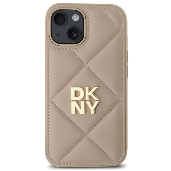 DKNY - Leather Quilted Stack Logo (DKHCP15SPQDSLE) - iPhone 15 - Beige