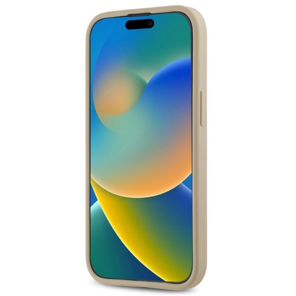 DKNY - Leather Quilted Stack Logo (DKHCP15SPQDSLE) - iPhone 15 - Beige