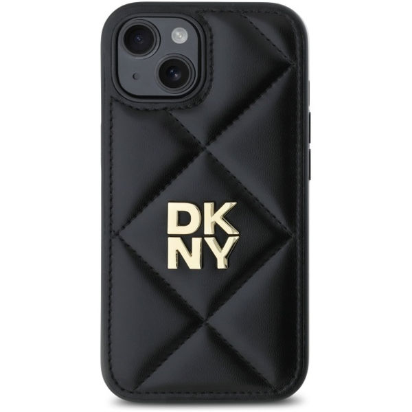 DKNY - Leather Quilted Stack Logo (DKHCP15SPQDSLK) - iPhone 15 - Black