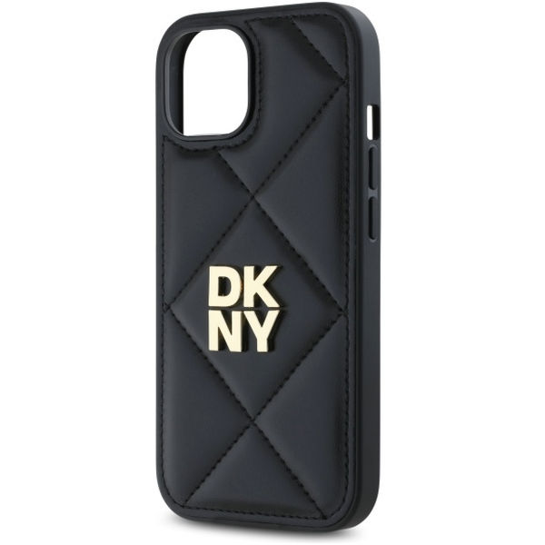 DKNY - Leather Quilted Stack Logo (DKHCP15SPQDSLK) - iPhone 15 - Black