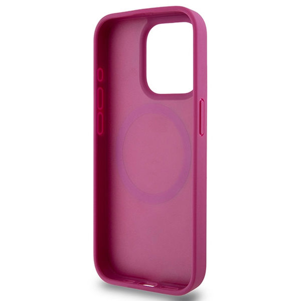 DKNY - Leather Monogram Pattern Metal Logo MagSafe (DKHMP15LPSHRPSP) - iPhone 15 Pro - Pink