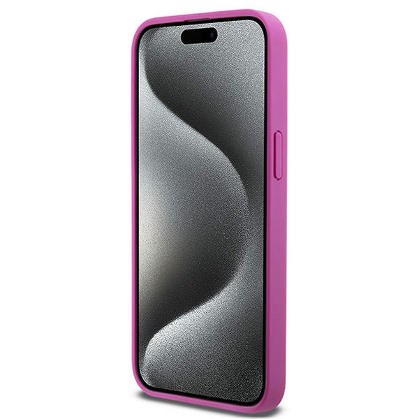 DKNY - Leather Monogram Pattern Metal Logo MagSafe (DKHMP15XPSHRPSP) - iPhone 15 Pro Max - Pink