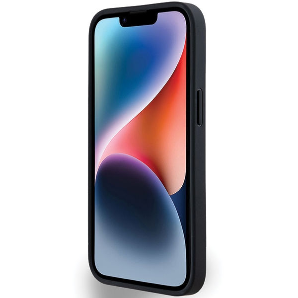 DKNY - Leather Mono Stripe & Metal Logo (DKHCP14SPRTHSLK) - iPhone 15 - Black