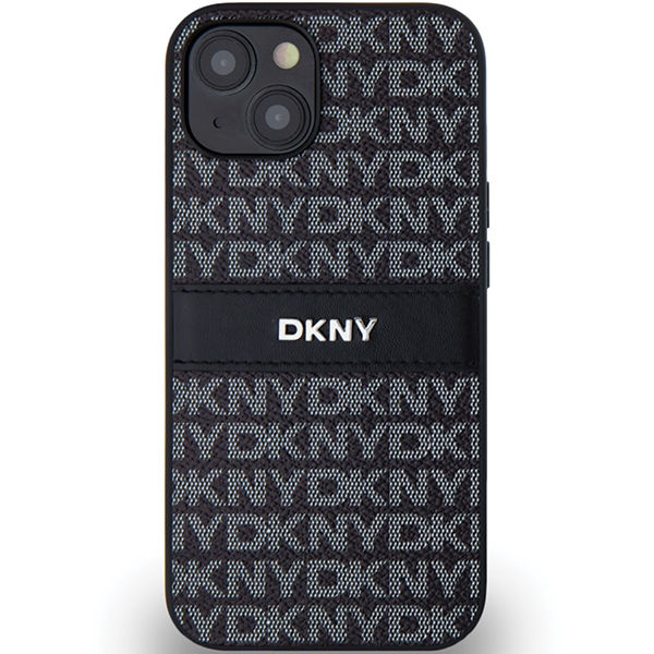 DKNY - Leather Mono Stripe & Metal Logo (DKHCP14SPRTHSLK) - iPhone 15 - Black