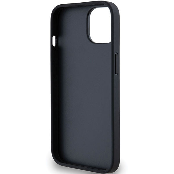 DKNY - Leather Mono Stripe & Metal Logo (DKHCP14SPRTHSLK) - iPhone 15 - Black