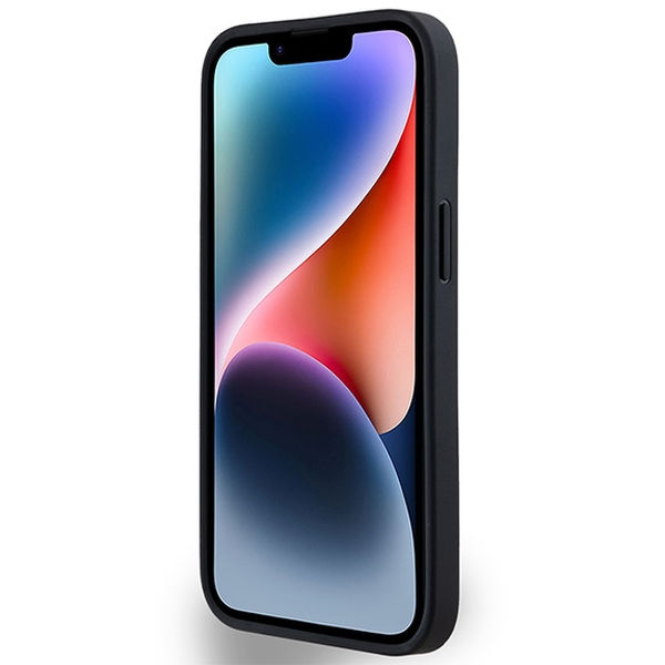 DKNY - Leather Monogram Pattern Metal Logo MagSafe (DKHMP14SPSHRPSK) - iPhone 14 - Black