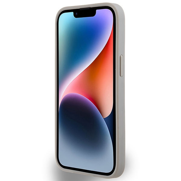 DKNY - Leather Mono Stripe & Metal Logo (DKHCP14SPRTHSLE) - iPhone 14 - Beige