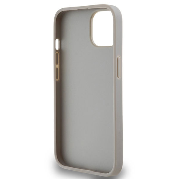 DKNY - Leather Mono Stripe & Metal Logo (DKHCP14SPRTHSLE) - iPhone 14 - Beige