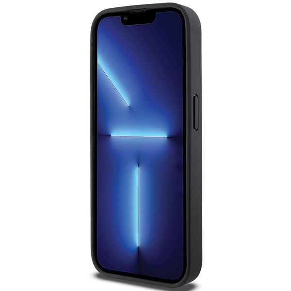 DKNY - Leather Printed Pattern Metal Logo MagSafe (DKHMP15XPSOSPK) - iPhone 15 Pro Max - Black