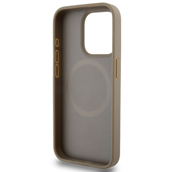 DKNY - Leather Printed Pattern Metal Logo MagSafe (DKHMP15XPSOSPW) - iPhone 15 Pro Max - Brown